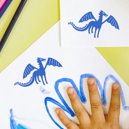 Schattigee drakenstempel | lachende houding rubberstempel