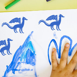 Schattigee drakenstempel | staande houding rubberstempel