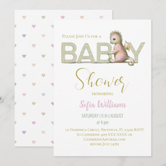 Schattigee drakenuitnodiging feestdagenkaart (Voorkant / Achterkant)