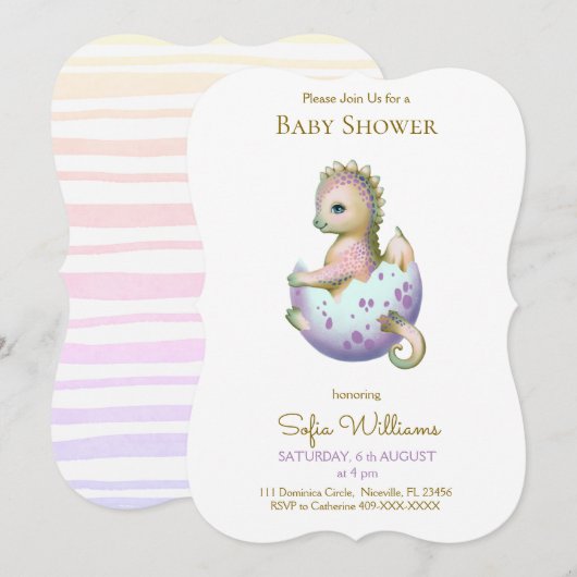 Schattigee drakenuitnodiging voor baby shower. kaart (Voorkant / Achterkant)