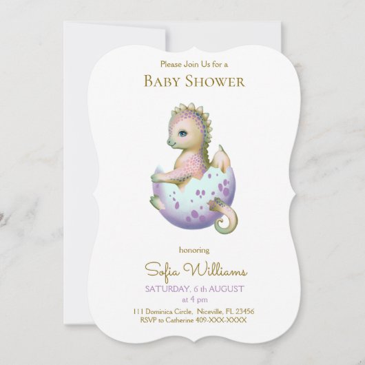 Schattigee drakenuitnodiging voor baby shower. kaart (Voorkant)