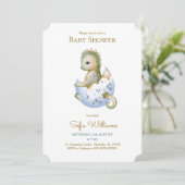 Schattigee drakenuitnodiging voor baby shower. kaart (Staand voorkant)