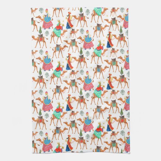 Schattigee Drie Wijze Mannen Kerstmis Theedoek (Verticaal)