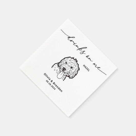 Schattigee Drinken op Me Pet Face Dog Wedding Servet (Hoek)