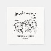 Schattigee Drinken op ons 2 honden bruiloft cockta Servet (Voorkant)