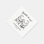 Schattigee Drinken op ons 2 honden bruiloft cockta Servet (Hoek)