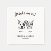 Schattigee Drinken op ons 2 honden bruiloft cockta Servet (Voorkant)