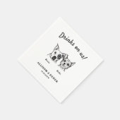 Schattigee Drinken op ons 2 honden bruiloft cockta Servet (Hoek)