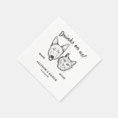 Schattigee Drinken op ons hond en kat bruiloft coc Servet (Hoek)