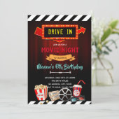 Schattigee drive in film avond themafeest uitnodig kaart (Staand voorkant)