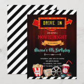 Schattigee drive in film avond themafeest uitnodig kaart (Voorkant / Achterkant)