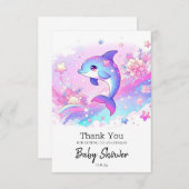 Schattigee dromerige dolfijn Baby shower Bedankkaart (Voorkant / Achterkant)
