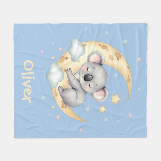 Schattigee dromerige koala op halve maan fleece deken (Voorkant (Horizontaal))
