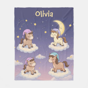 Schattigee dromerige paarden slapen op wolken fleece deken