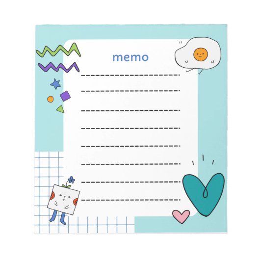 Schattigee Dromerige Pastel Doodle Memo Notitieblok (Voorkant)