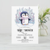 Schattigee Dromerige Pinguïn Baby shower Kaart (Staand voorkant)