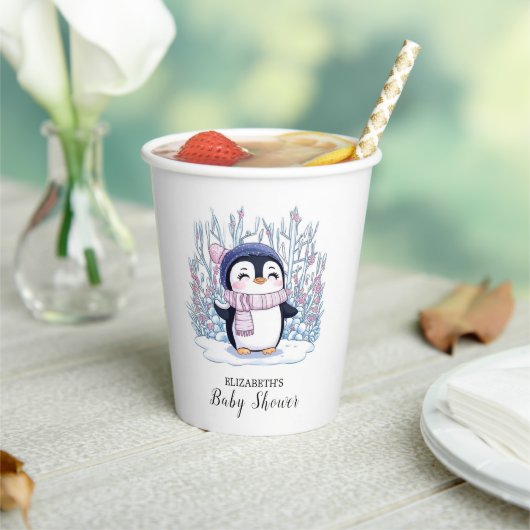 Schattigee Dromerige Pinguïn Baby shower Papieren Bekers (Insitu)