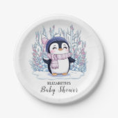 Schattigee Dromerige Pinguïn Baby shower Papieren Bordje (Voorkant)