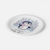 Schattigee Dromerige Pinguïn Baby shower Papieren Bordje (Gekanteld)