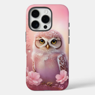 Schattigee dromerige roze grafuil iPhone 16 pro hoesje