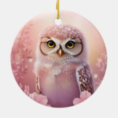 Schattigee dromerige roze grafuil keramisch ornament (Achterkant)