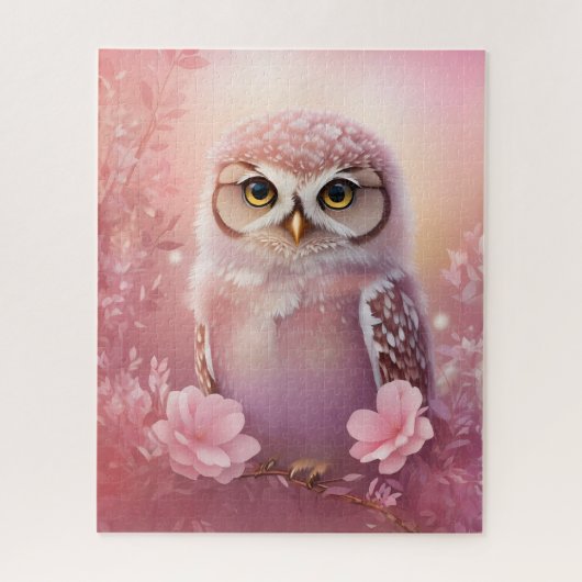 Schattigee dromerige roze grafuil legpuzzel (Verticaal)