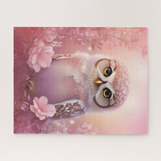 Schattigee dromerige roze grafuil legpuzzel (Horizontaal)