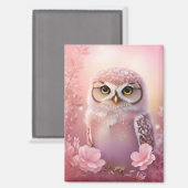 Schattigee dromerige roze grafuil magneet (Voorkant / Achterkant)