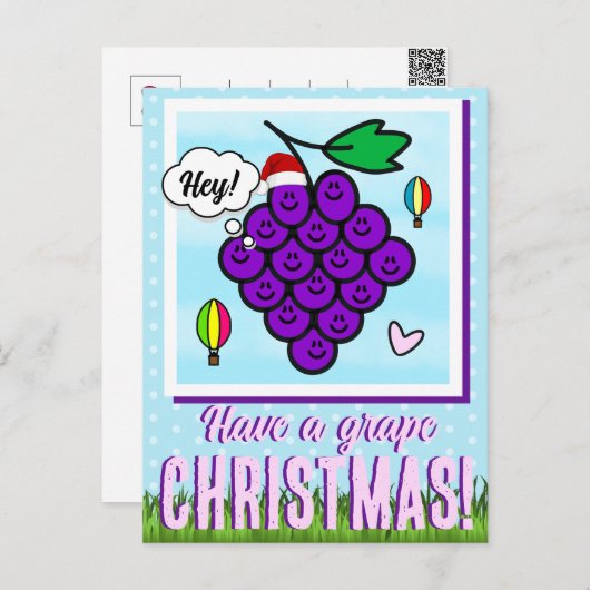 Schattigee Druivenkersttempel Feestdagenkaart (Voorkant / Achterkant)