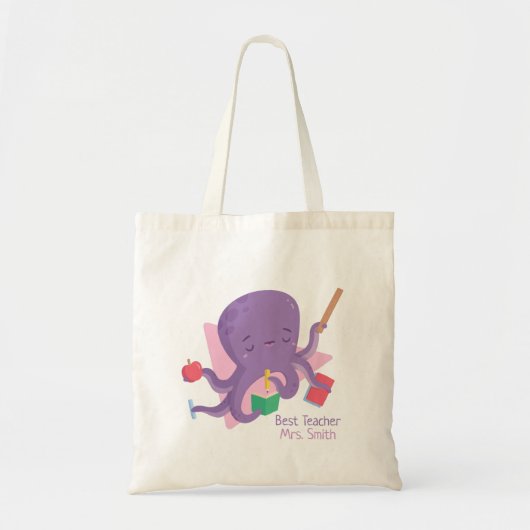 Schattigee drukke octopus beste leraar gepersonali tote bag (Voorkant)
