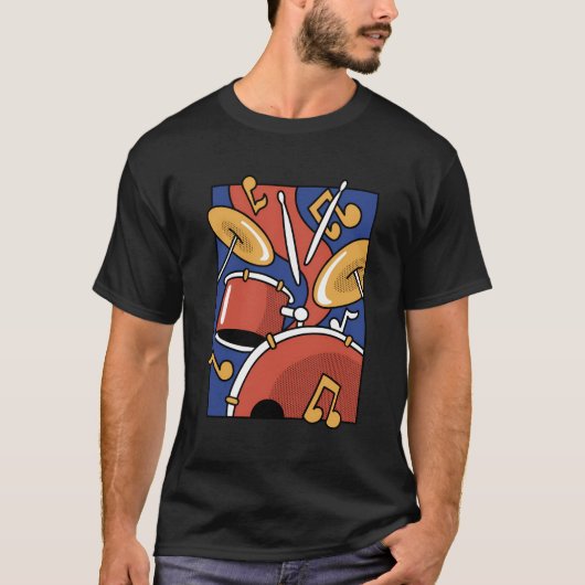 Schattigee Drummer Shirt Drum Set Kit Percussie Re (Voorkant)