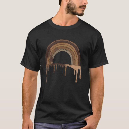 Schattigee Druppelende Bruine Boho Regenboog Melan T-shirt (Voorkant)