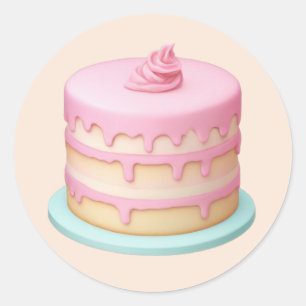 Schattigee Druppelende Roze Taart Emoji Ronde Sticker
