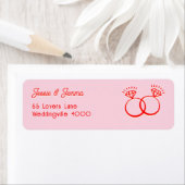 Schattigee dubbele diamanten ring roze & rood adre etiket (Insitu)