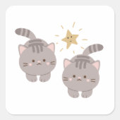 Schattigee dubbele katten vierkante sticker (Voorkant)
