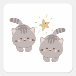 Schattigee dubbele katten vierkante sticker