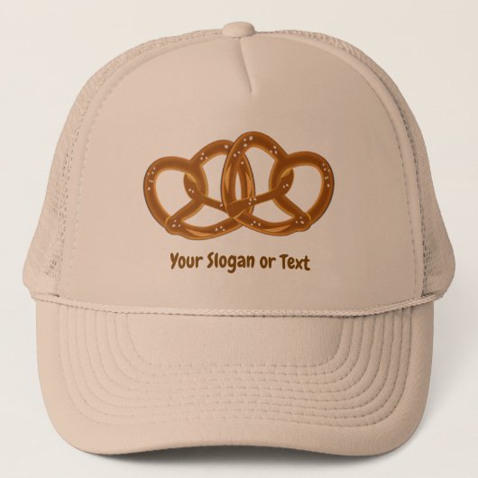 Schattigee dubbele pretzels: leuk eten, uw slogan  trucker pet (Voorkant)