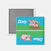 Schattigee dubbelzijdige clean-dirty pig indicator magneet (Voorkant / Achterkant)