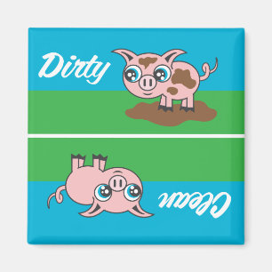 Schattigee dubbelzijdige clean-dirty pig indicator magneet