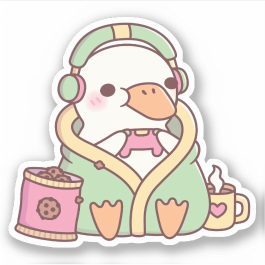 Schattigee Duck Cozy Gamer Sticker (Voorkant)