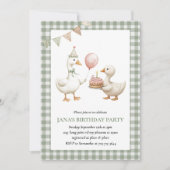 Schattigee Duck Green Gingham Verjaardag Kaart (Voorkant)