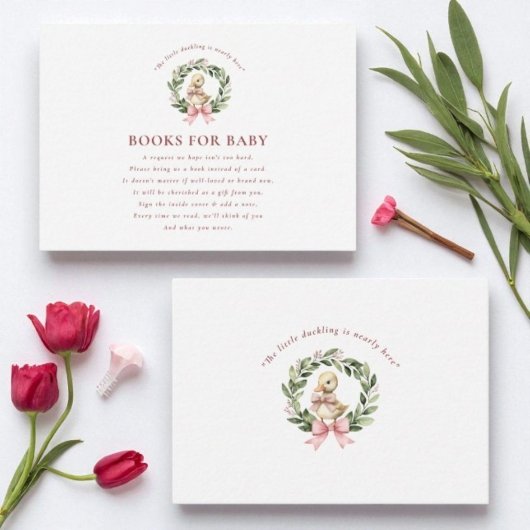 Schattigee Duckling Baby shower Book Request Informatiekaartje
