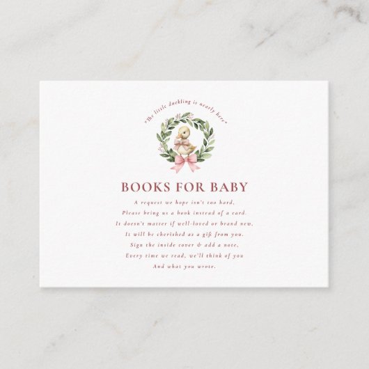 Schattigee Duckling Baby shower Book Request Informatiekaartje (Voorkant)