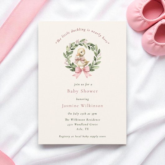 Schattigee Duckling Baby shower Uitnodiging met Ro