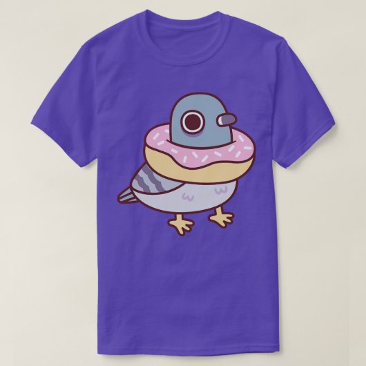 Schattigee duif met donut Ketting grappig T-shirt (Design voorkant)