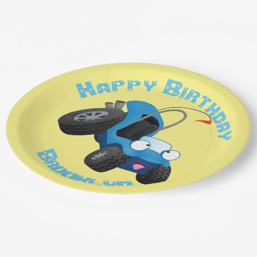 Schattigee duin buggy voertuig cartoon gepersonali papieren bordje (Gekanteld)