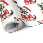 Schattigee Duitse herder Kerstman Kerstmis Cadeaupapier (Rol Hoek)