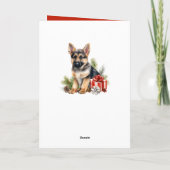 Schattigee Duitse Herder Puppy Dog Vrolijk Kerstfe Kaart (Achterkant)