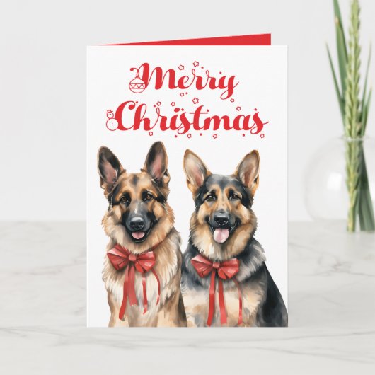 Schattigee Duitse Herder Puppy Dog Vrolijk Kerstfe Kaart (Voorkant)