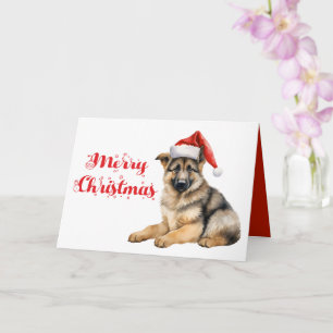 Schattigee Duitse Herder Puppy Dog Vrolijk Kerstfe Kaart
